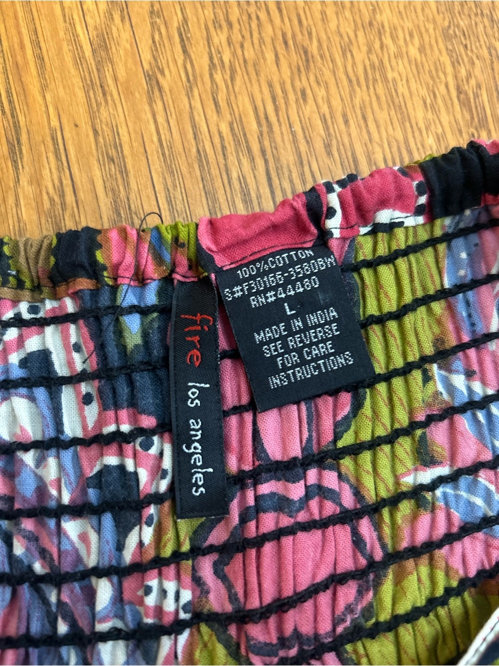 Fire Los Angeles Olive, Pink & Navy Floral Smocked Sundress - Picture 6 of 8
